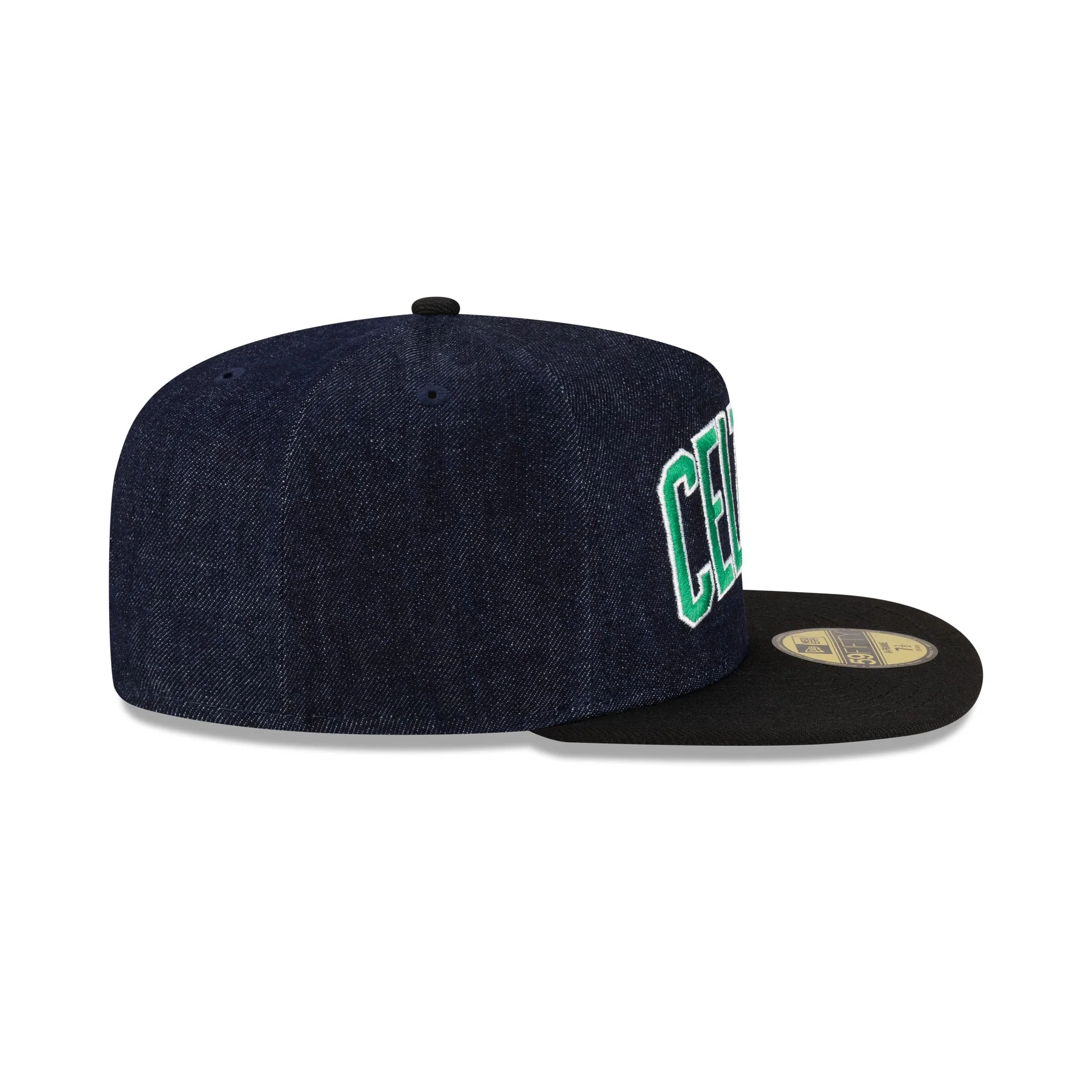 Boston Celtics Navy Denim 59FIFTY A-Frame Fitted Hat