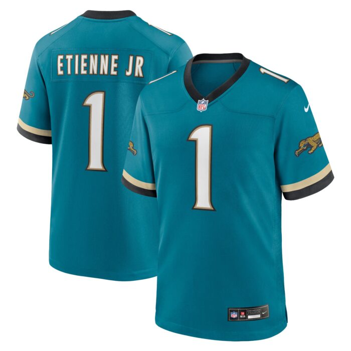 Men’s Jacksonville Jaguars Travis Etienne Jr Nike Teal Prowler Throwback Player Game Jersey