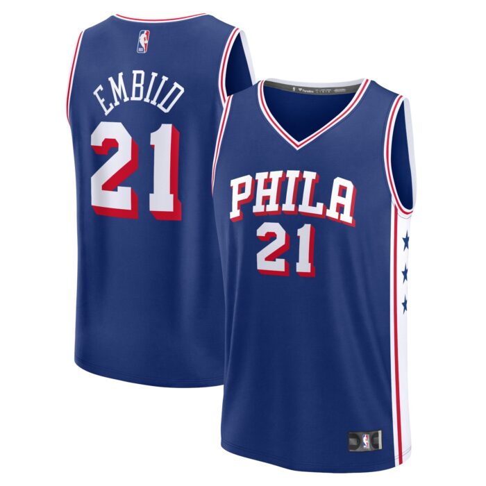 Men’s Philadelphia 76ers Joel Embiid Fanatics Royal Fast Break Replica Jersey – Icon Edition