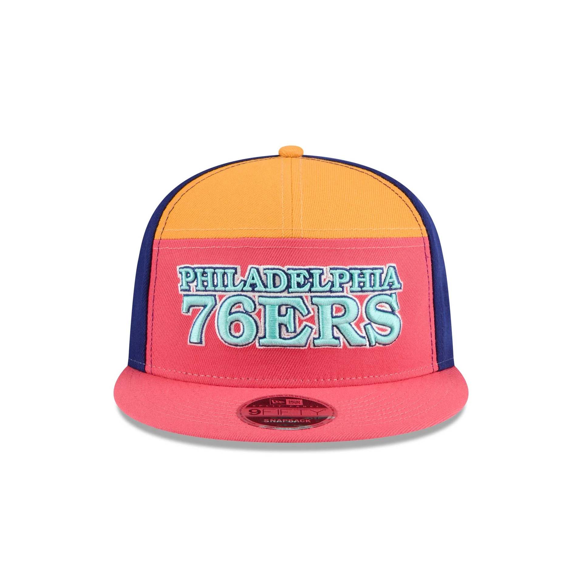 Philadelphia 76ers Coral Split Panel 9FIFTY Snapback Hat