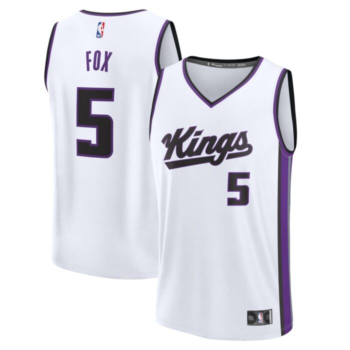 Men’s Sacramento Kings De’Aaron Fox Fanatics White Fast Break Replica Player Jersey – Association Edition
