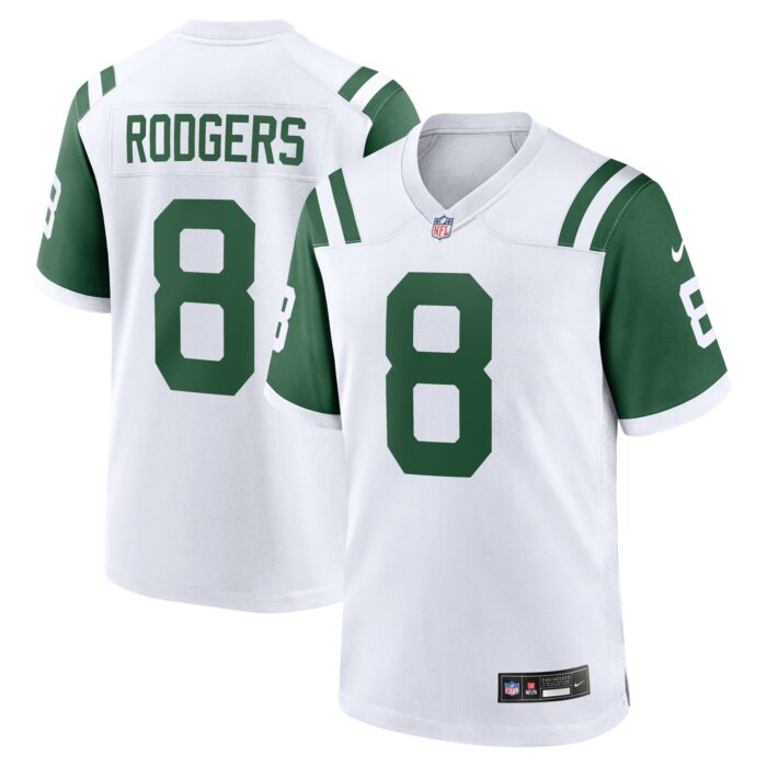 Men’s New York Jets Aaron Rodgers Nike White Classic Alternate Game Jersey