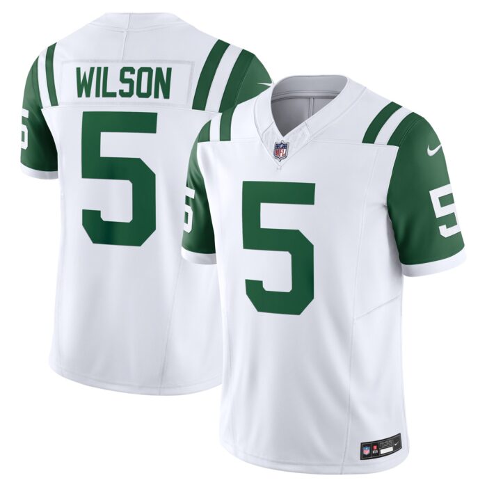 Men’s New York Jets Garrett Wilson Nike White Classic Alternate Vapor F.U.S.E. Limited Jersey