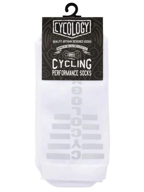 Cycology White Reflective Logo Cycling Socks