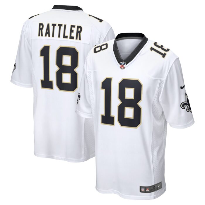 Men’s New Orleans Saints Spencer Rattler Nike White 2024 NFL Draft Game Player Jersey