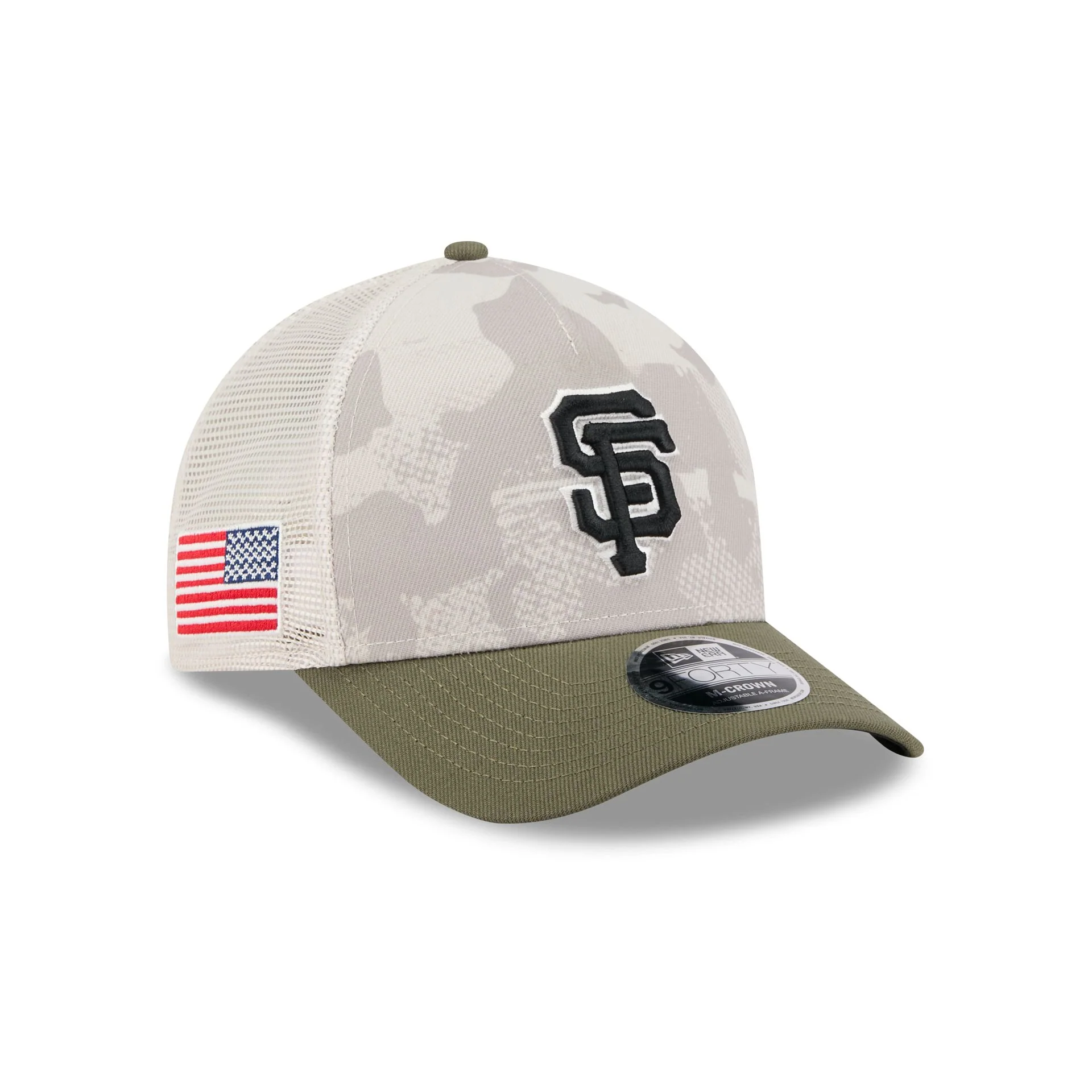 San Francisco Giants Armed Forces Day 2025 9FORTY M-Crown A-Frame Trucker Hat