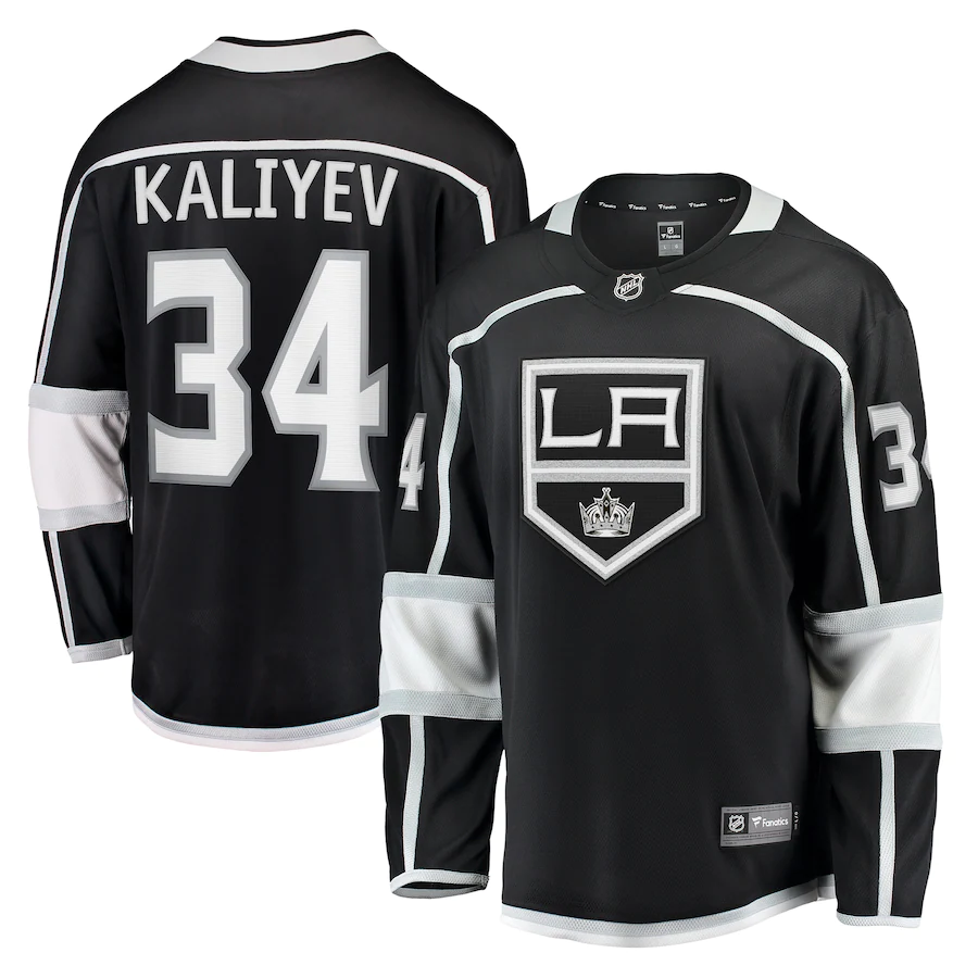Men's Los Angeles Kings 34 Arthur Kaliyev Black Home Breakaway Player Jersey