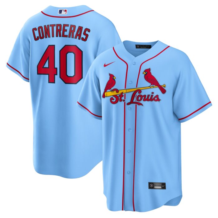 Men’s St. Louis Cardinals Willson Contreras Nike Light Blue Alternate Replica Jersey