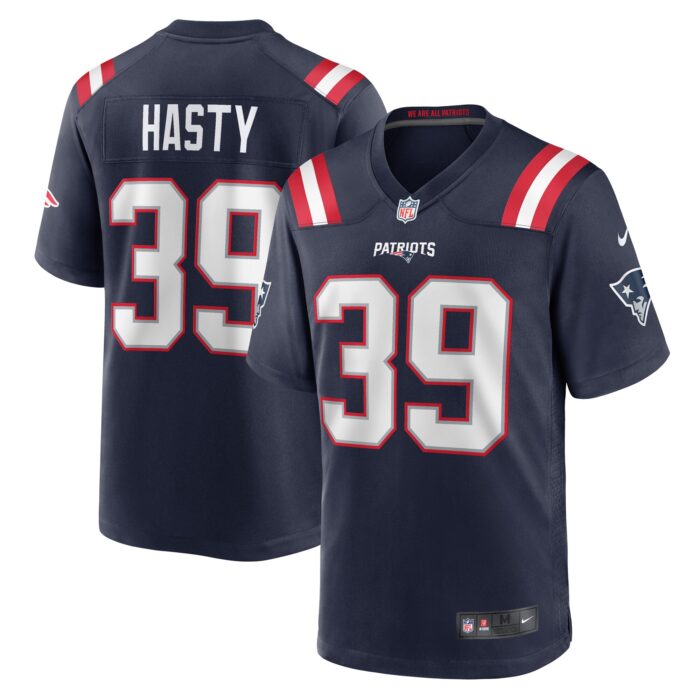 Men’s New England Patriots Jamycal Hasty Nike Navy Team Game Jersey
