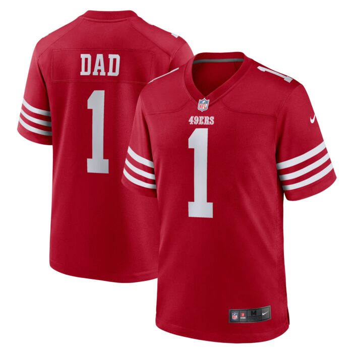 Men’s San Francisco 49ers Number 1 Dad Nike Scarlet Game Jersey