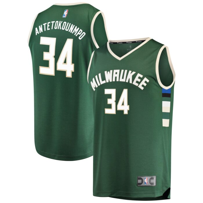 Men’s Milwaukee Bucks Giannis Antetokounmpo Fanatics Green Fast Break Replica Jersey – Icon Edition