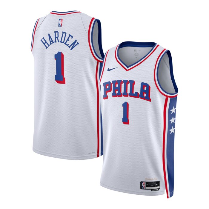 Unisex Philadelphia 76ers James Harden Nike White Swingman Jersey – Association Edition