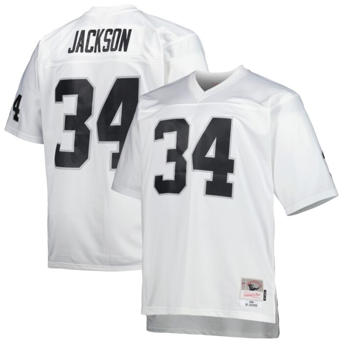 Men’s Las Vegas Raiders Bo Jackson Mitchell & Ness White Big & Tall 1988 Retired Player Replica Jersey