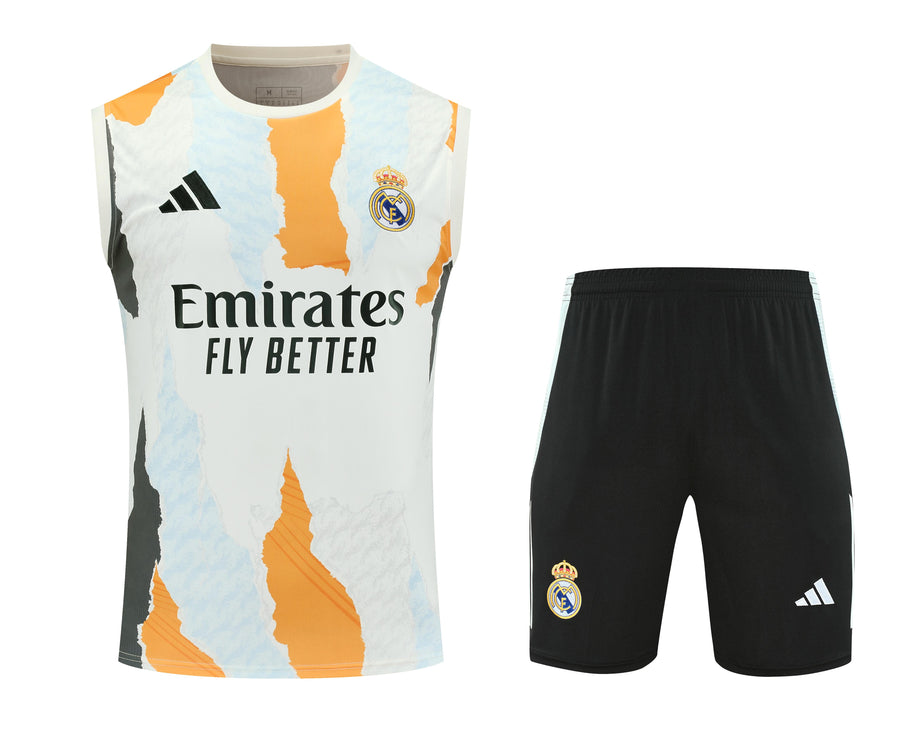 Kit Tank Top + Shorts Real Madrid White/Black/Orange Training 25/26