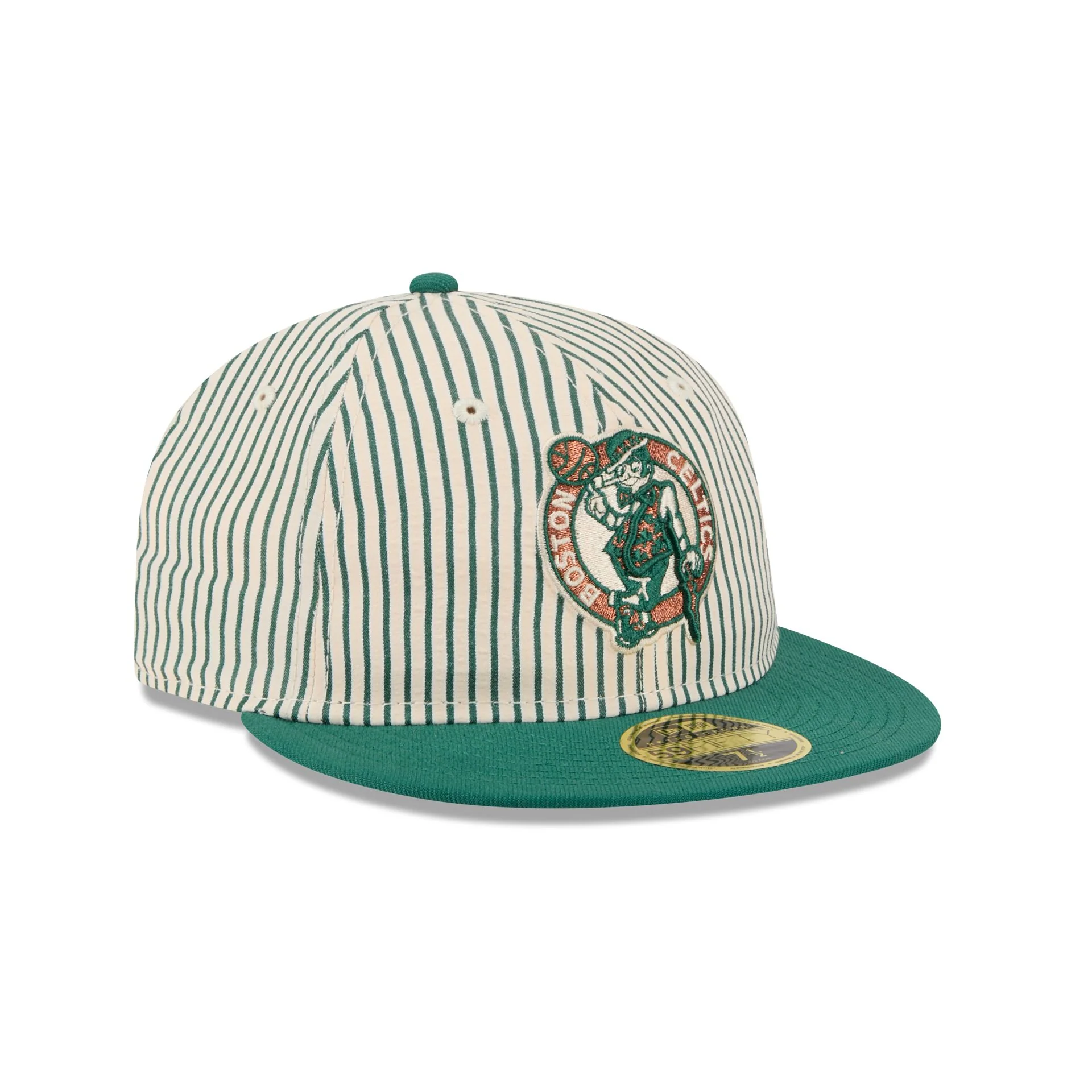 Just Caps Seersucker Boston Celtics Retro Crown 59FIFTY Fitted Hat