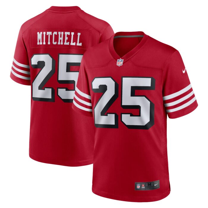 Men’s San Francisco 49ers Elijah Mitchell Nike Scarlet Alternate Team Game Jersey