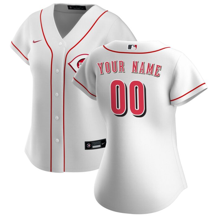 Women’s Cincinnati Reds Nike White Home Replica Custom Jersey