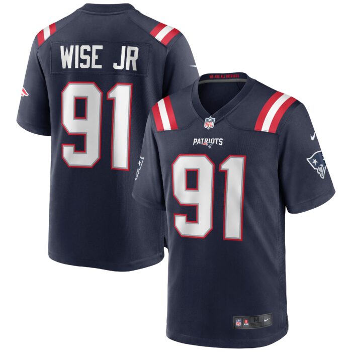 Men’s New England Patriots Deatrich Wise Jr. Nike Navy Game Jersey