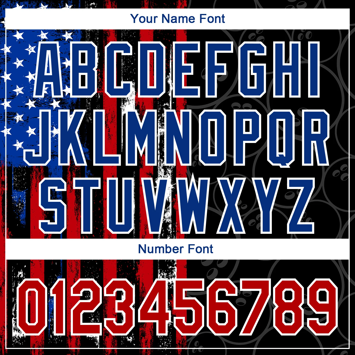 Custom Black Red-Royal 3D Pattern Design Bowling Ball American Flag Performance Polo Shirt