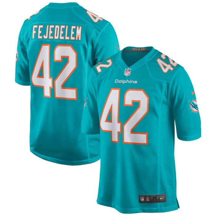 Men’s Miami Dolphins Clayton Fejedelem Nike Aqua Game Jersey