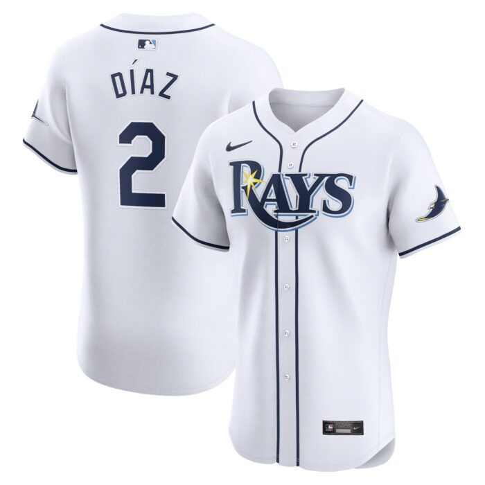 Men’s Tampa Bay Rays Yandy Diaz Nike White Home Elite Player Jersey