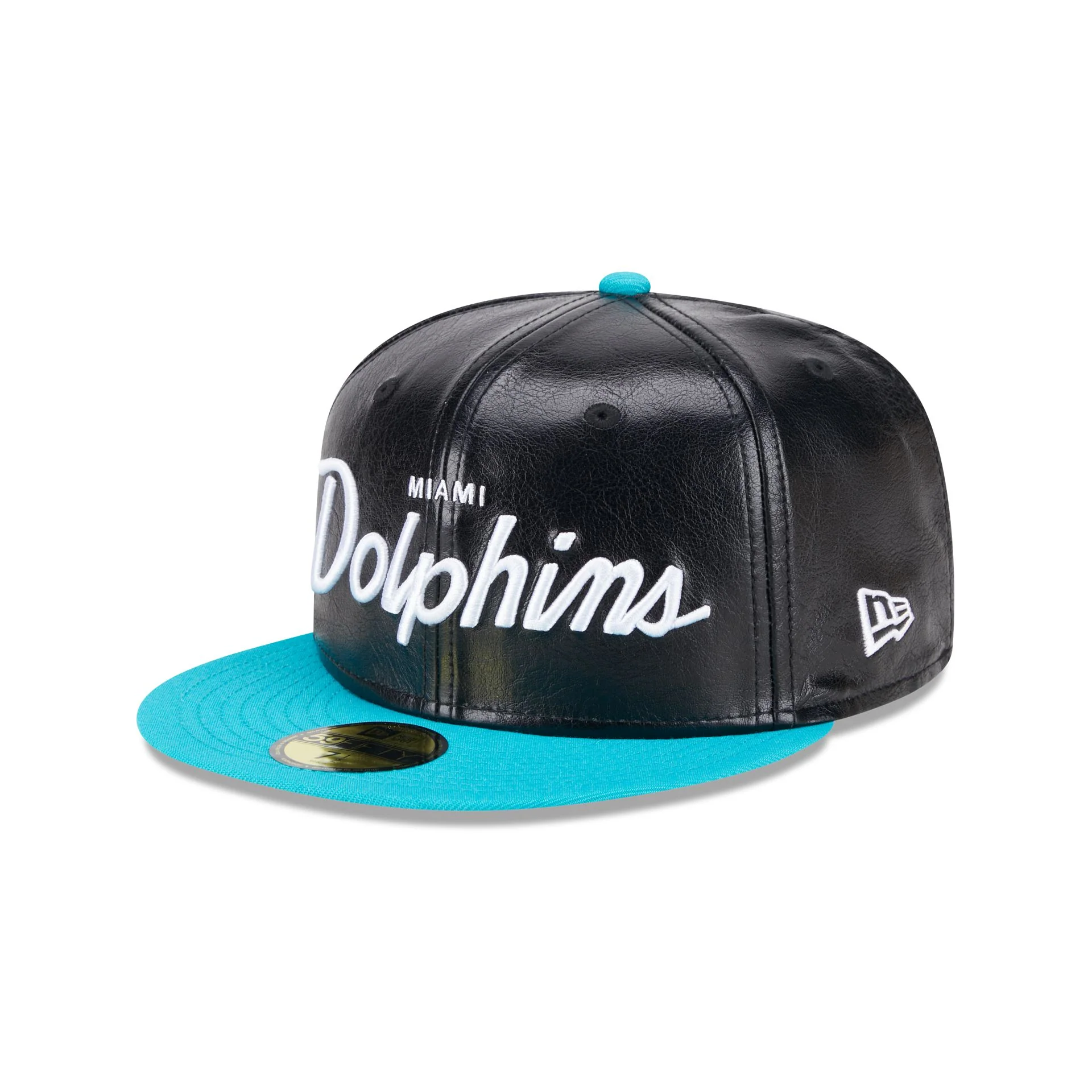 Miami Dolphins Faux Leather Crown 59FIFTY Fitted Hat