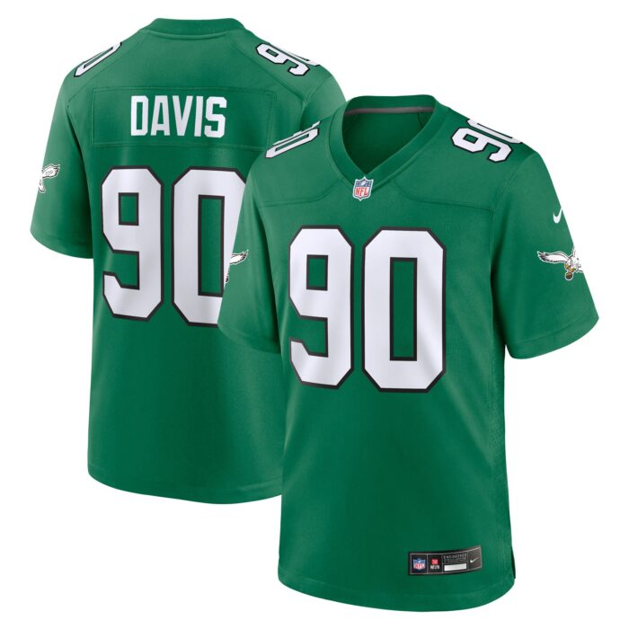 Men’s Philadelphia Eagles Jordan Davis Nike Kelly Green Alternate Game Jersey