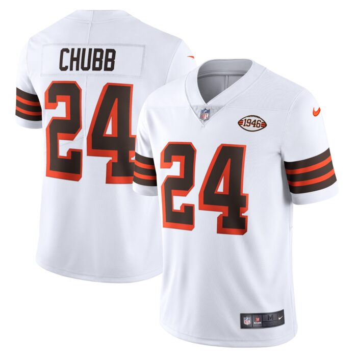 Men’s Cleveland Browns Nick Chubb Nike White 1946 Collection Alternate Vapor Limited Jersey