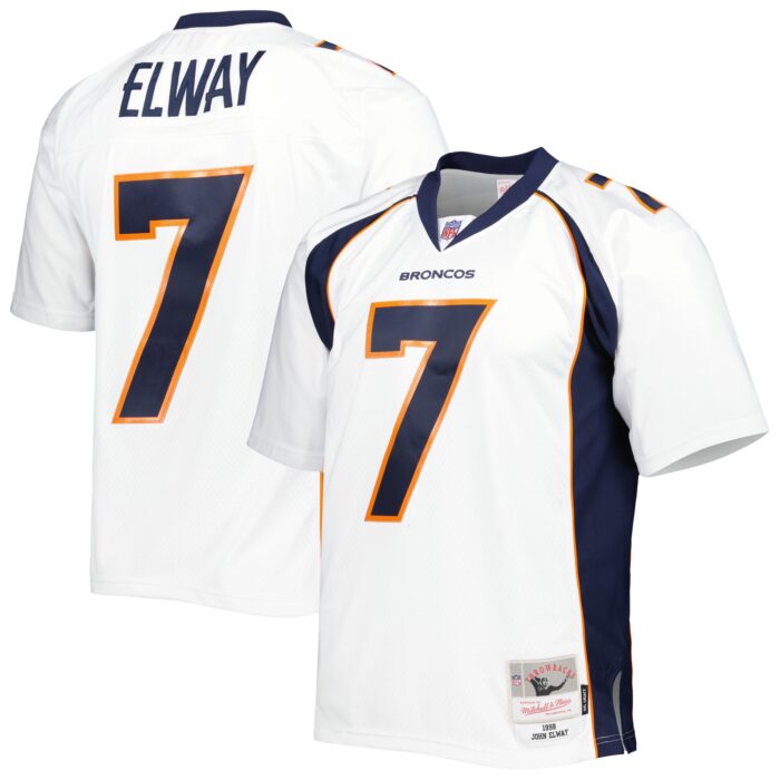 Men’s Denver Broncos John Elway Mitchell & Ness White 1998 Legacy Replica Jersey