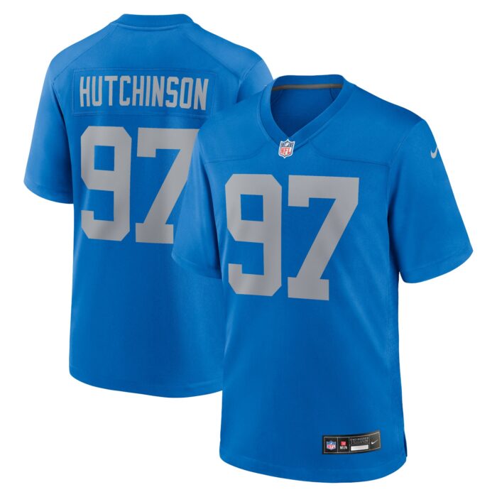 Men’s Detroit Lions Aidan Hutchinson Nike Blue Alternate Game Jersey
