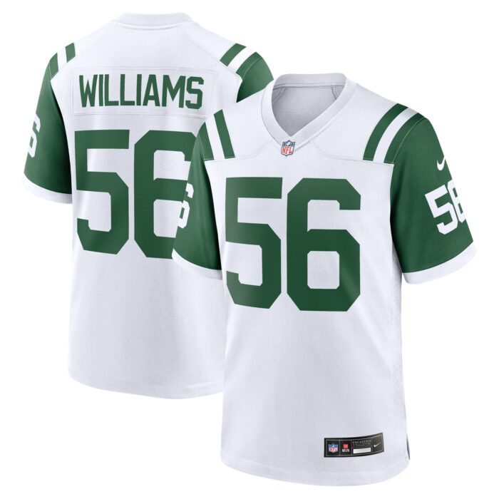 Men’s New York Jets Quincy Williams Nike White Classic Alternate Player Game Jersey