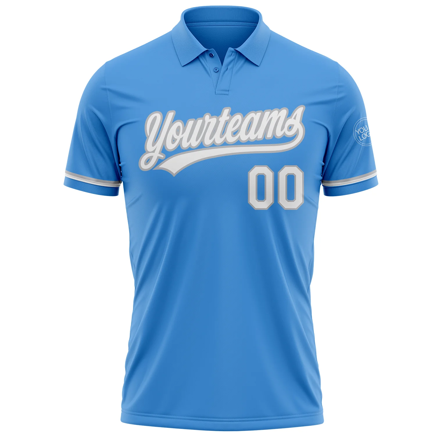 Custom Powder Blue White-Gray Performance Vapor Golf Polo Shirt