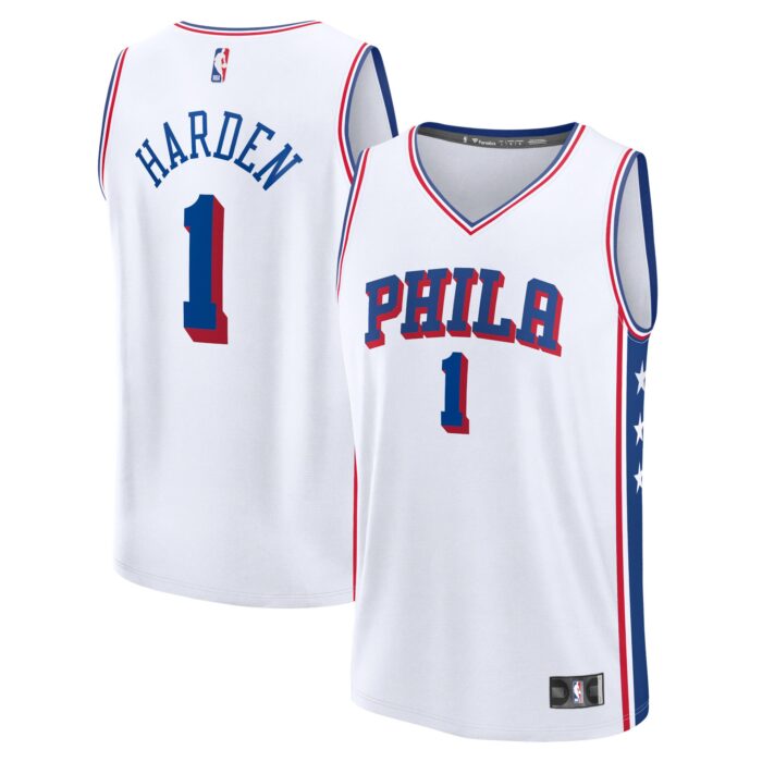 Men’s Philadelphia 76ers James Harden Fanatics White Fast Break Replica Jersey – Association Edition