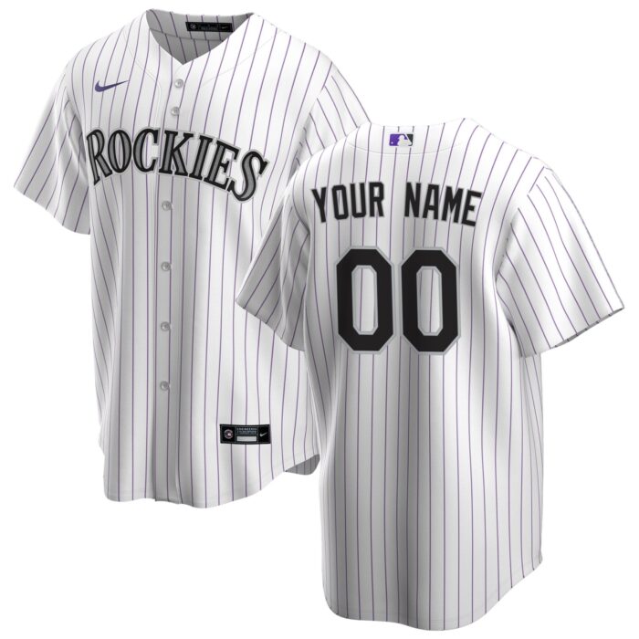 Men’s Colorado Rockies Nike White Home Replica Custom Jersey