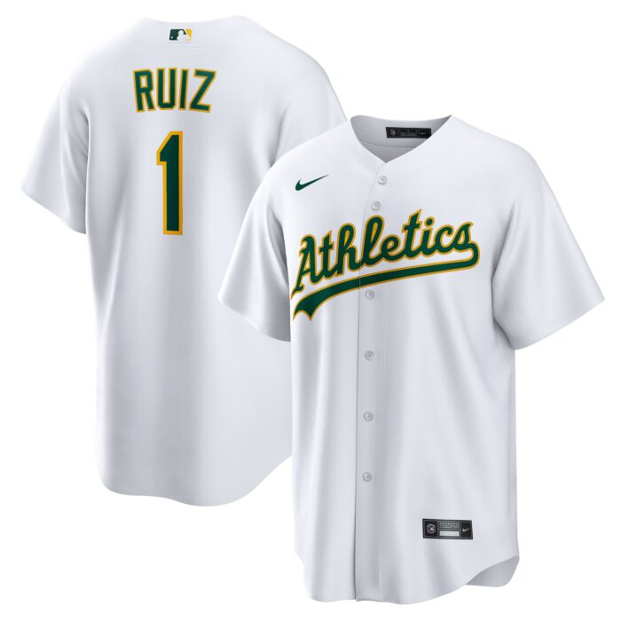 Men’s Oakland Athletics Esteury Ruiz Nike White Home Replica Jersey