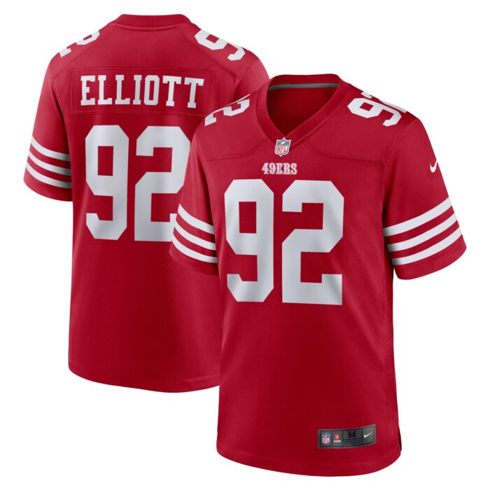 Men’s San Francisco 49ers Jordan Elliott Nike Scarlet Team Game Jersey