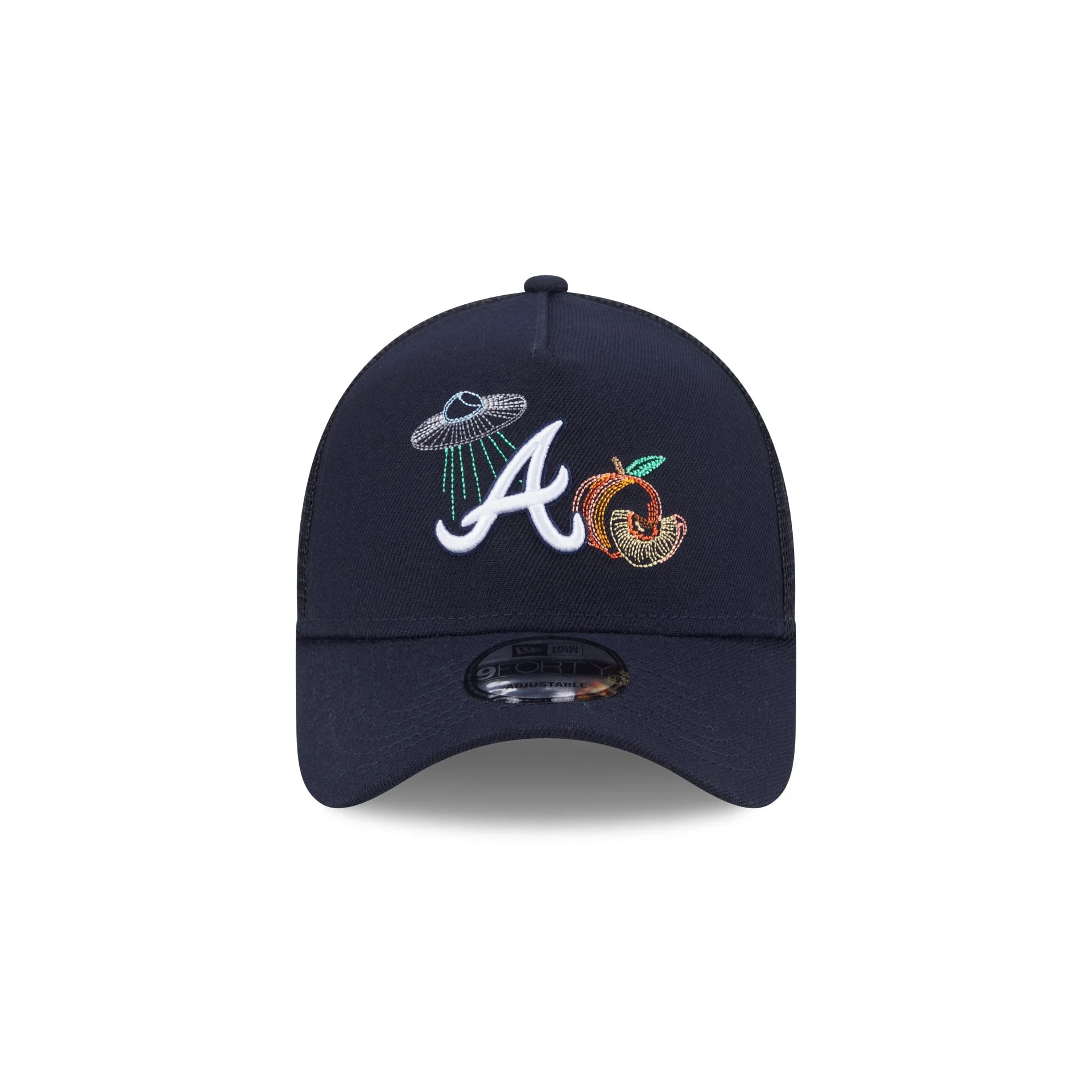 Atlanta Braves State Stitch 9FORTY A-Frame Trucker Hat