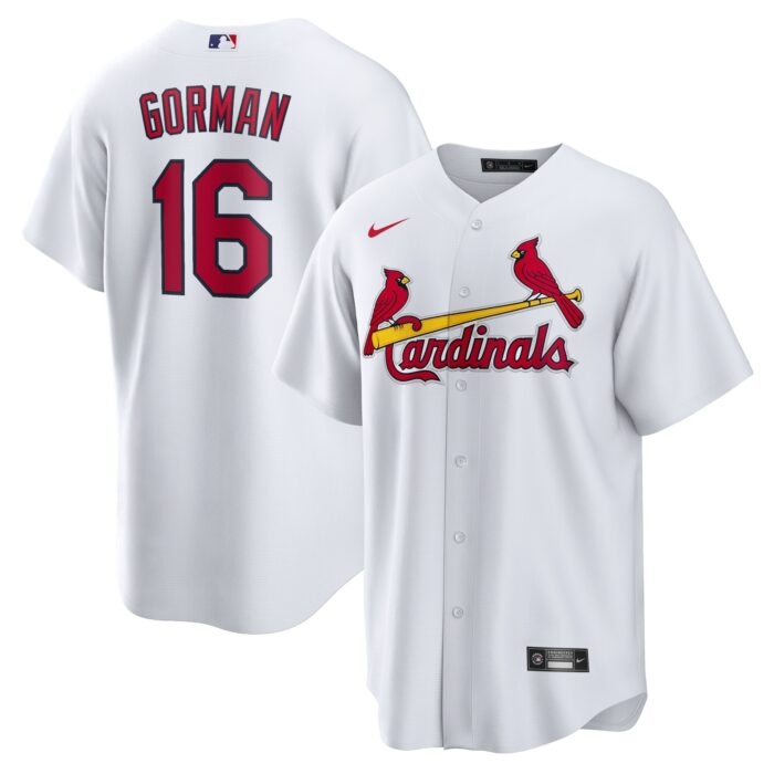 Men’s St. Louis Cardinals Nolan Gorman Nike White Home Replica Jersey