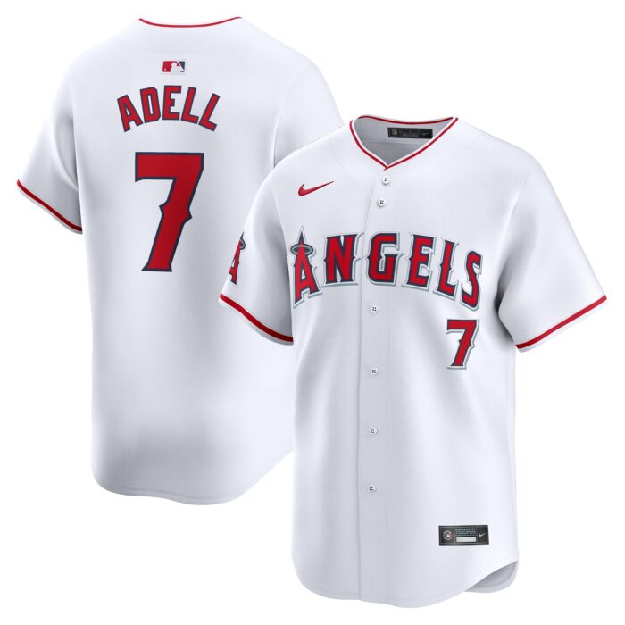 Men’s Los Angeles Angels Jo Adell Nike White Home Limited Player Jersey