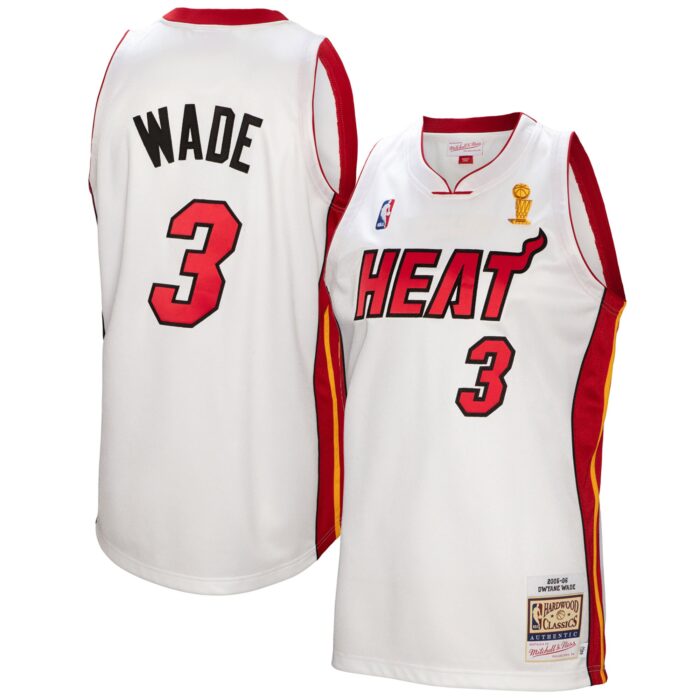 Men’s Miami Heat Dwyane Wade Mitchell & Ness White 2005-06 Authentic Player Jersey