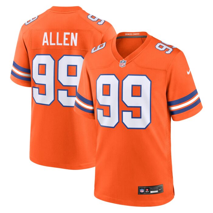 Men’s Denver Broncos Zach Allen Nike Orange Mile High Collection 1977 Throwback Player Game Jersey