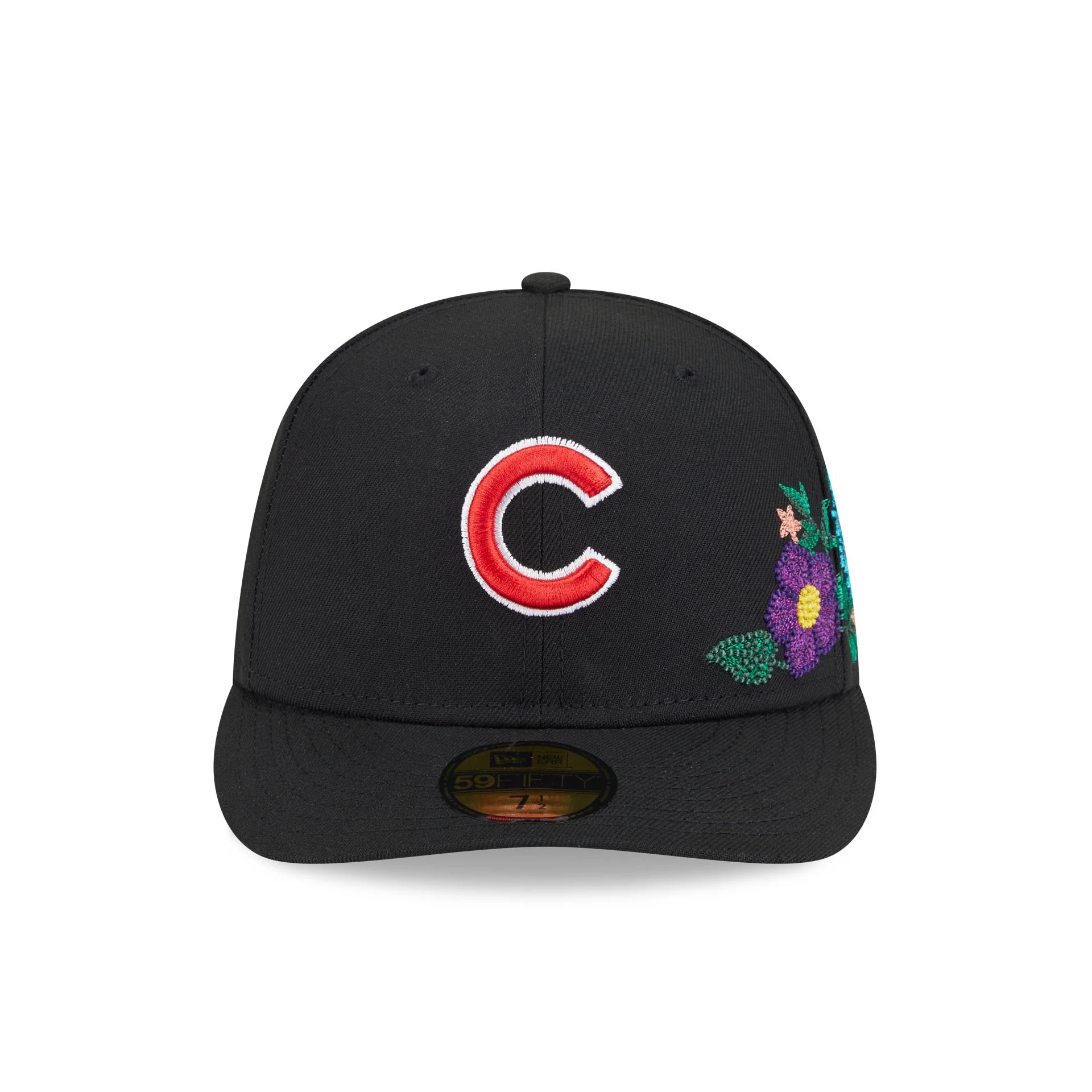 Chicago Cubs Tonal Florals Black 59FIFTY Fitted Hat