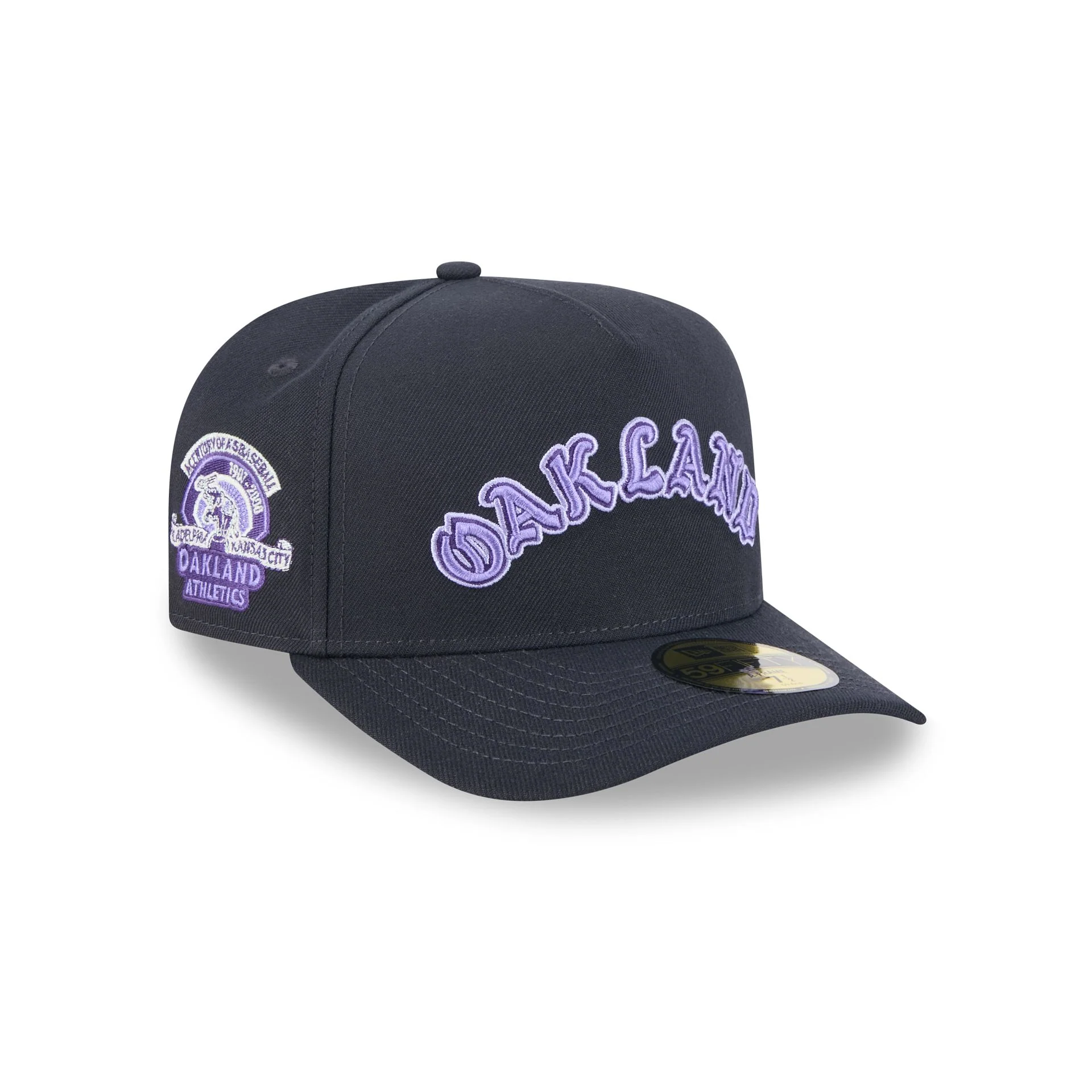 Oakland Athletics Navy Lavender 59FIFTY A-Frame Fitted Hat