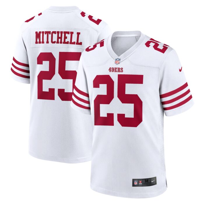 Men’s San Francisco 49ers Elijah Mitchell Nike White Player Game Jersey