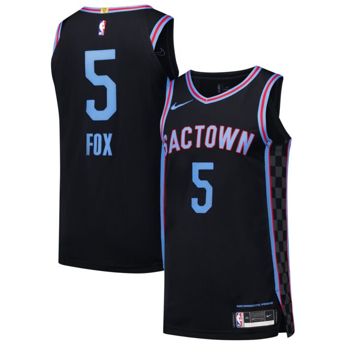 Men’s Sacramento Kings De’Aaron Fox Nike Black Authentic Player Jersey – City Edition