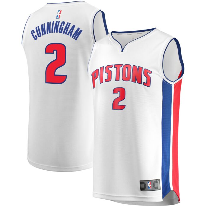Men’s Detroit Pistons Cade Cunningham Fanatics White Fast Break Replica Jersey – Association Edition