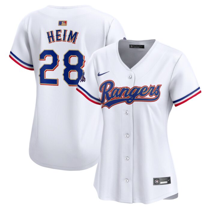 Women’s Texas Rangers Jonah Heim Nike White 2024 Gold Collection Limited Player Jersey