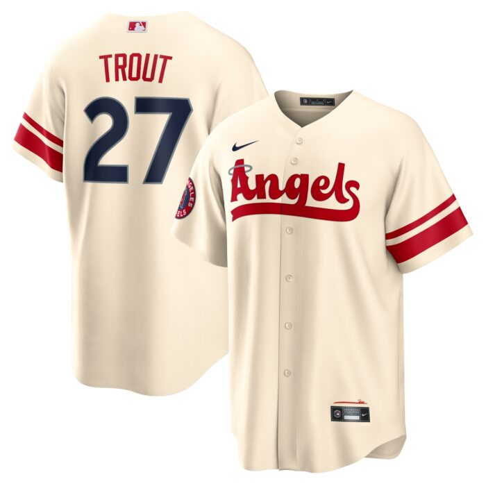 Men’s Los Angeles Angels Mike Trout Nike Cream City Connect Replica Player Jersey