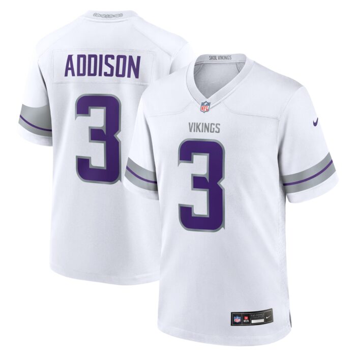 Men’s Minnesota Vikings Jordan Addison Nike White Alternate Game Player Jersey