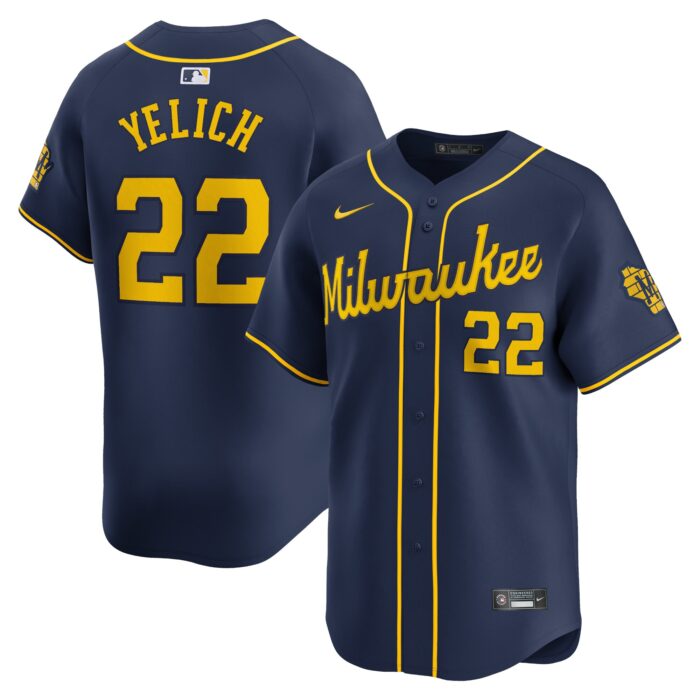 Men’s Milwaukee Brewers Christian Yelich Nike Navy Alternate Limited Player Jersey